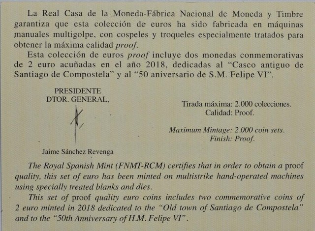 Spanien 2018 UNESCO-Weltkulturerbe-Serie 9. Ausgabe Santiago de Compostela – Zertifikat