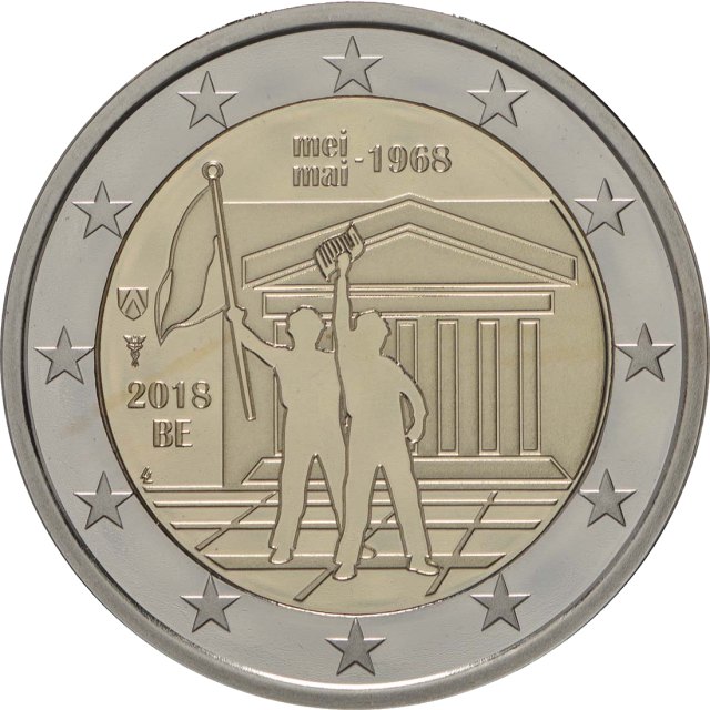 Belgien 2018 50. Jahrestag der Ereignisse vom Mai 1968 in Belgien – Rückseite
