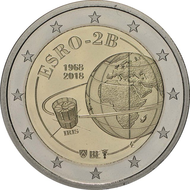 Belgien 2018 50 Jahre europäischer Satellit ESRO 2B (Iris 2) – Rückseite