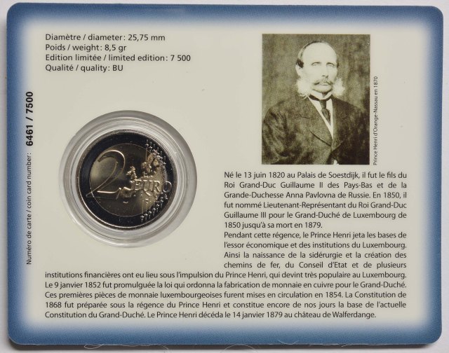 Luxemburg 2020 200. Geburtstag von Prinz Henri – Zertifikat
