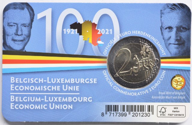Belgien 2021 100. Jahrestag der Gründung der Belgisch-Luxemburgischen Wirtschaftsunion (BLEU) – Zertifikat