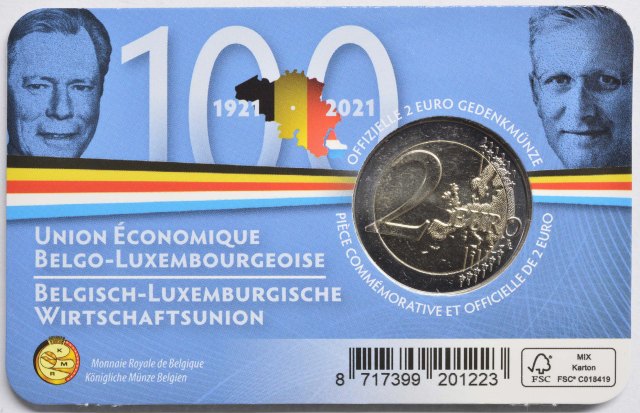 Belgien 2021 100. Jahrestag der Gründung der Belgisch-Luxemburgischen Wirtschaftsunion (BLEU) – Zertifikat