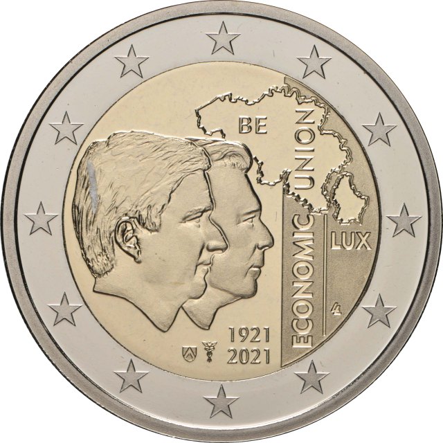 Belgien 2021 100. Jahrestag der Gründung der Belgisch-Luxemburgischen Wirtschaftsunion (BLEU) – Rückseite
