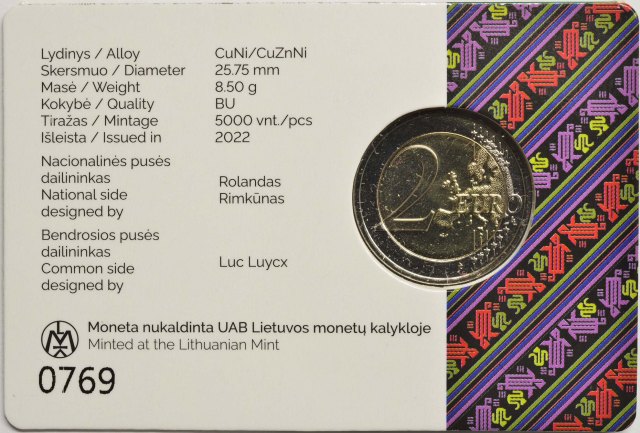 Litauen 2022 Suvalkija (Serie: Litauische ethnographische Regionen) – Zertifikat