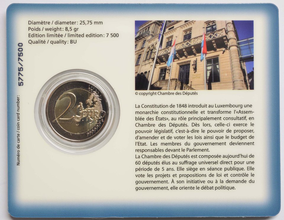 Luxemburg 2023 175. Jahrestag der Abgeordnetenkammer und der ersten Verfassung – Zertifikat