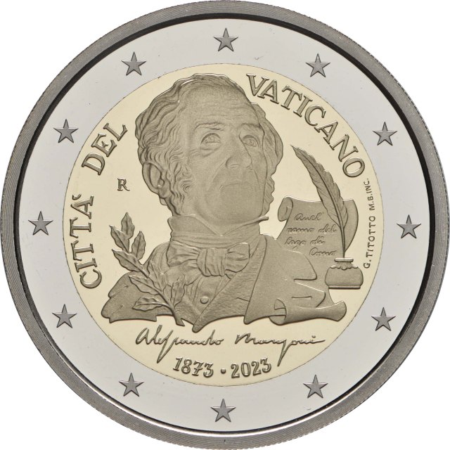 Vatikan 2023 150. Todestag von Alessandro Manzoni – Rückseite