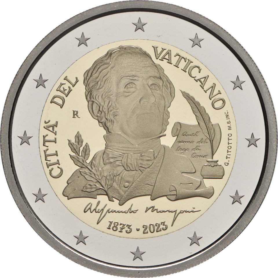 Vatikan 2023 150. Todestag von Alessandro Manzoni – Rückseite