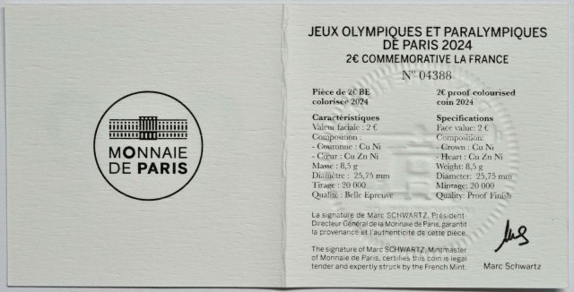 Frankreich 2024 Olympische und Paralympische Spiele Paris 2024 – Zertifikat