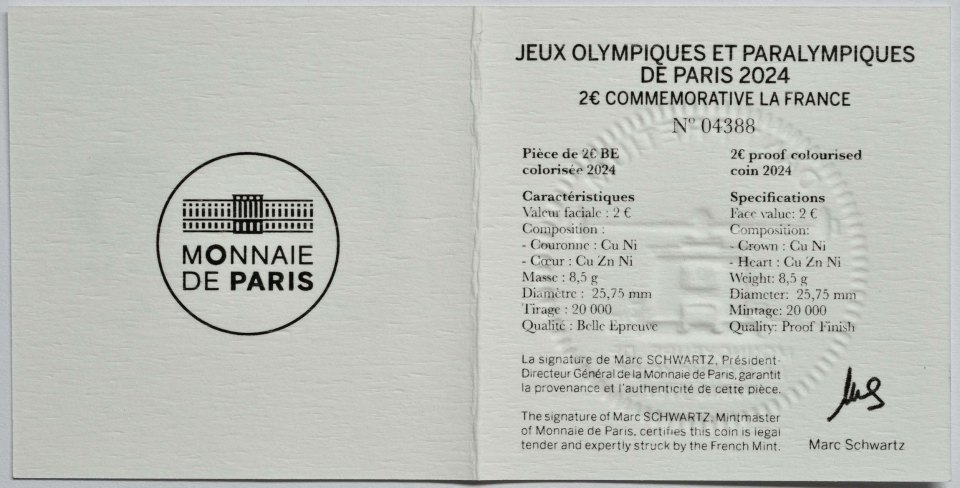 Frankreich 2024 Olympische und Paralympische Spiele Paris 2024 – Zertifikat