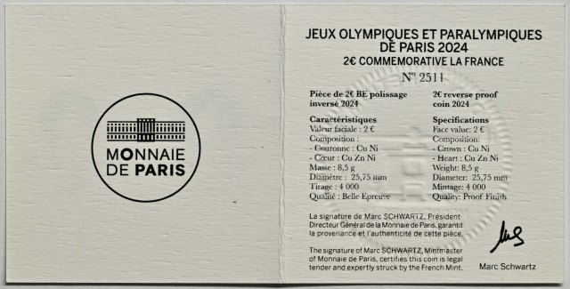 Frankreich 2024 Olympische und Paralympische Spiele Paris 2024 – Zertifikat