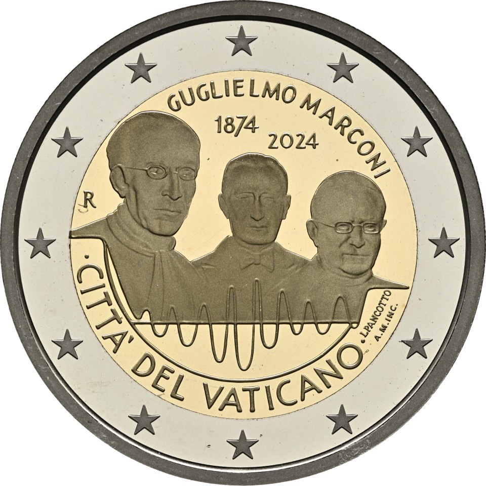 Vatikan 2024 150. Geburtstag von Guglielmo Marconi – Rückseite