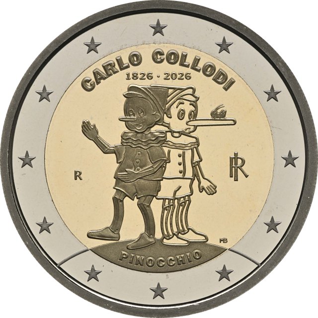 Italien 2026 200. Geburtstag von Carlo Collodi (Pinocchio) – Rückseite