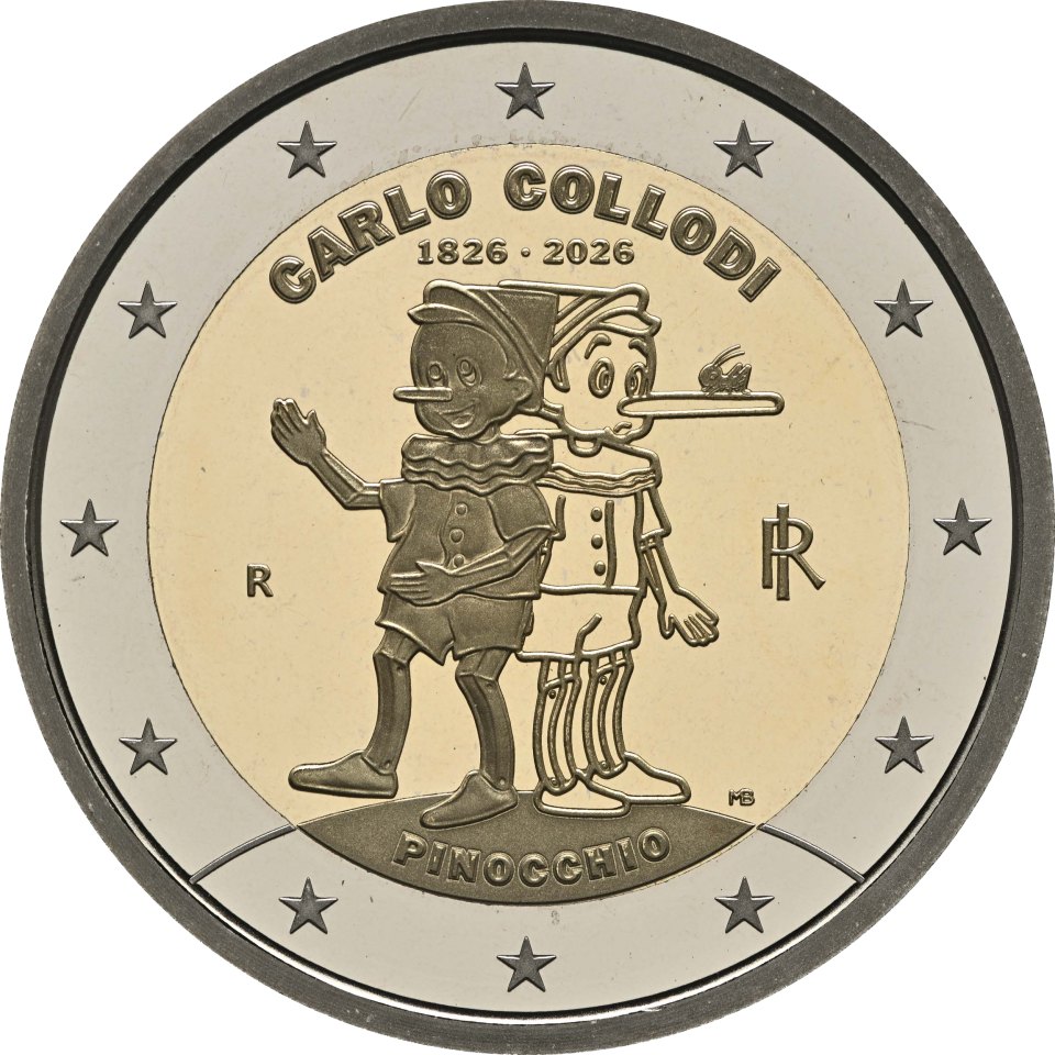 Italien 2026 200. Geburtstag von Carlo Collodi (Pinocchio) – Rückseite