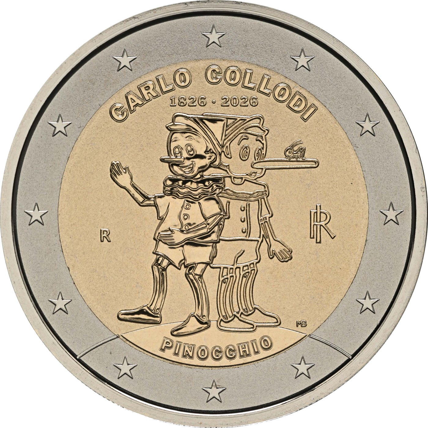 Italien 2026 200. Geburtstag von Carlo Collodi (Pinocchio) – Rückseite