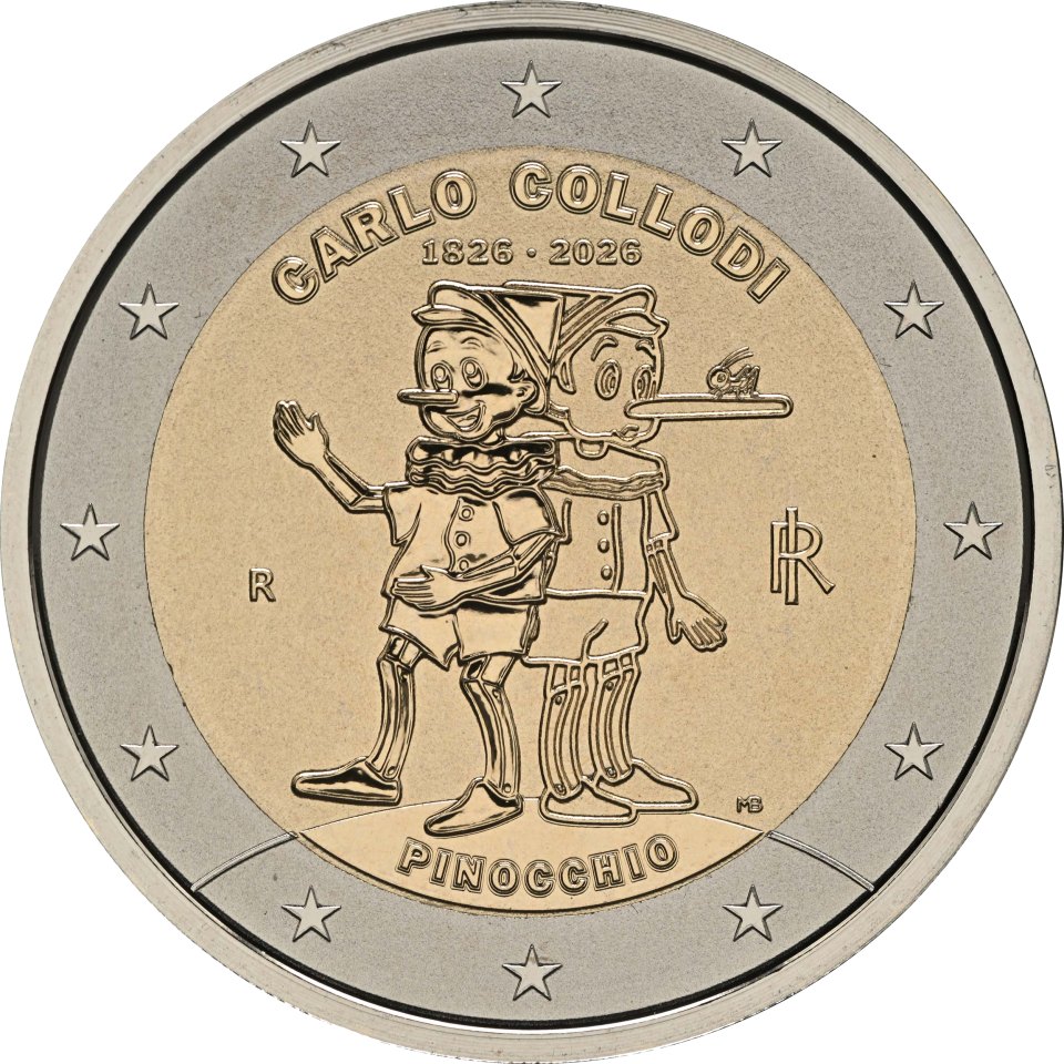 Italien 2026 200. Geburtstag von Carlo Collodi (Pinocchio) – Rückseite