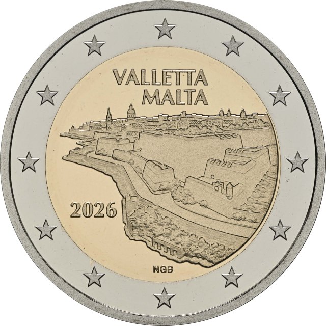 Malta 2026 Valletta Serie: Malt. Städte mit Stadtmauern – Rückseite