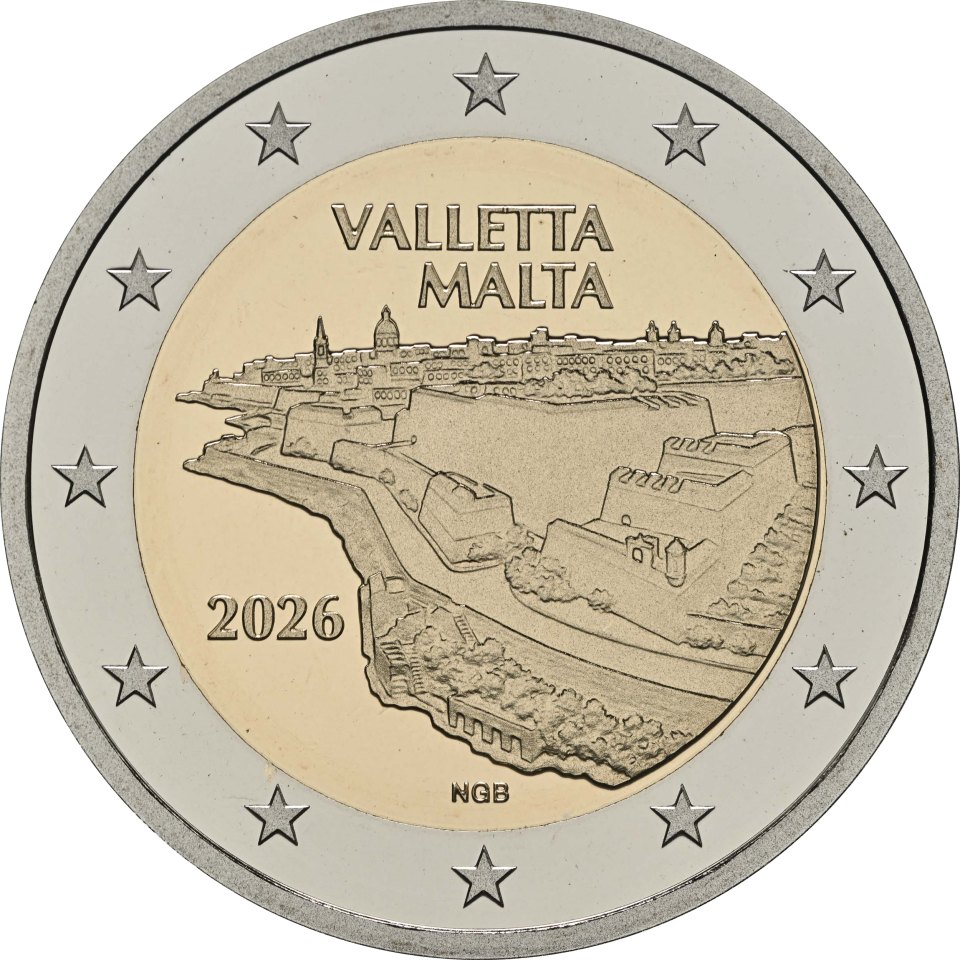 Malta 2026 Valletta Serie: Malt. Städte mit Stadtmauern – Rückseite