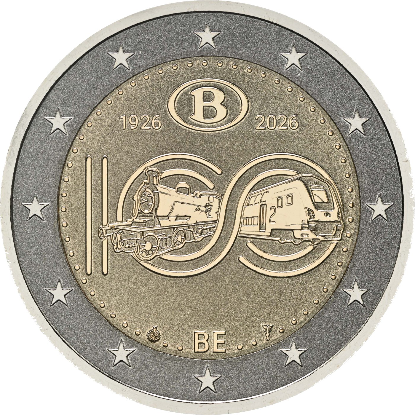Belgien 2026 100 Jahre Belgische Staatsbahnen NMBS/SNCB – Rückseite
