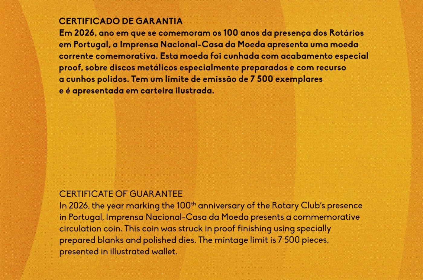 Portugal 2026 100 Jahre Rotary in Portugal – Zertifikat