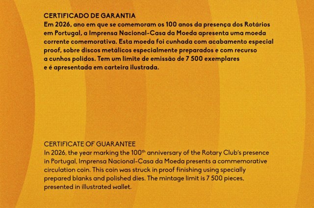 Portugal 2026 100 Jahre Rotary in Portugal – Zertifikat
