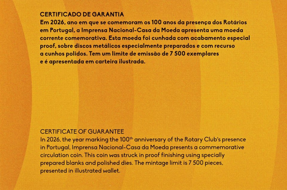 Portugal 2026 100 Jahre Rotary in Portugal – Zertifikat