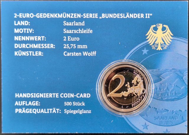 2 Euro PP in Coincard mit Unterschrift des Designers