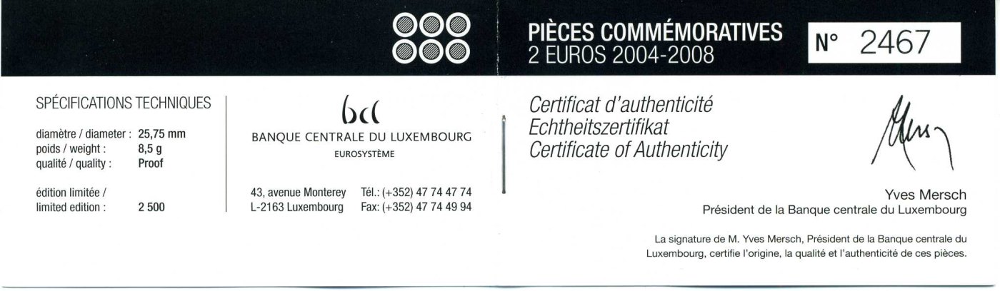 2 euros de prueba (1.er conjunto de pruebas 2004-2008)