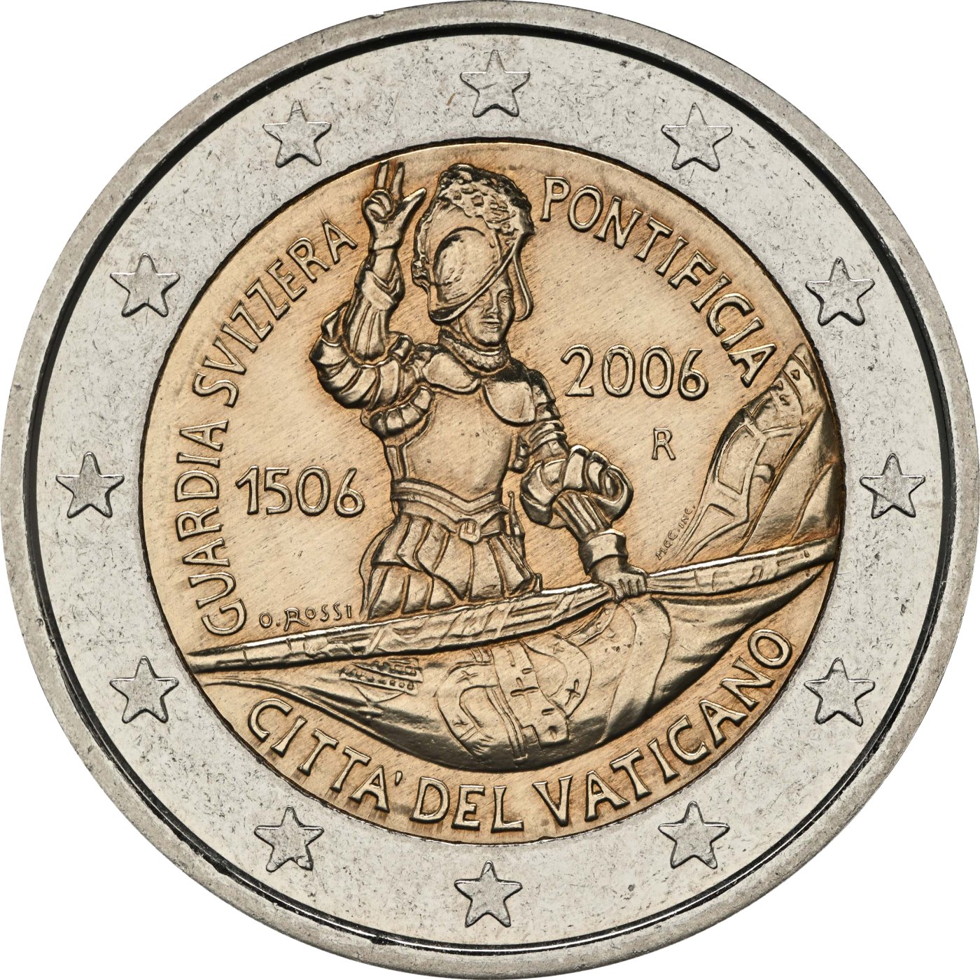 Vaticano 2006 – 500 anni della Guardia Svizzera · Moneta commemorativa da 2 euro Verso
