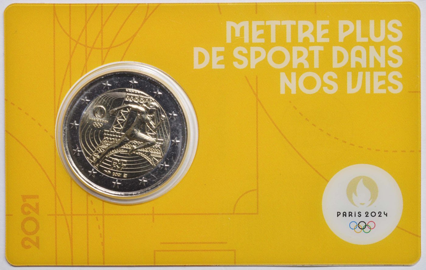 Frankreich 2021 – Marianne und das Rennen - Eiffelturm (Serie: Olympische Sommerspiele, Paris 2024 - 1/4) · 2-Euro-Gedenkmünze