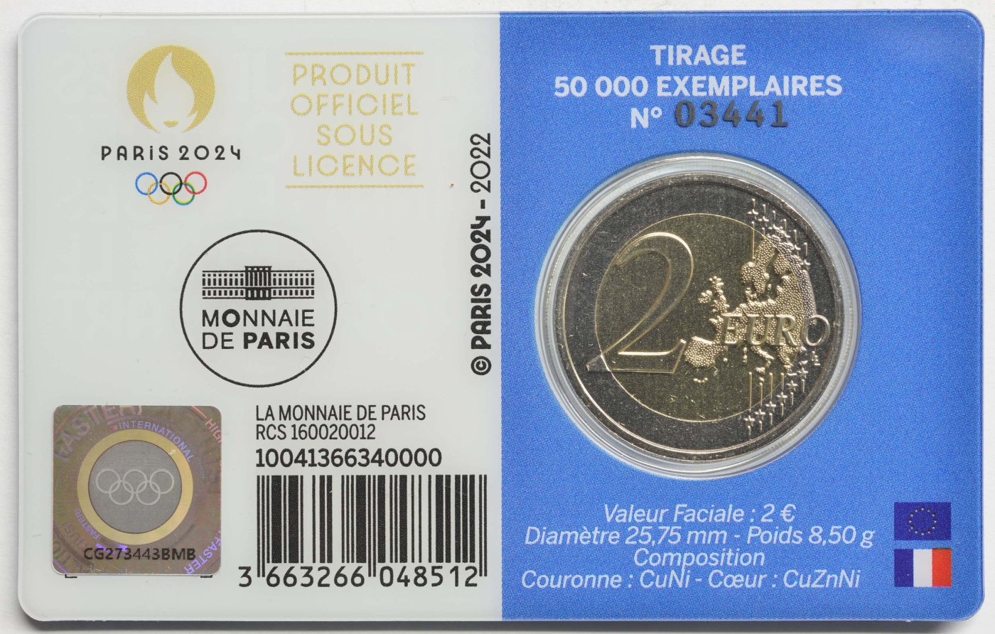 Frankreich 2022 – Genie und Diskuswerfen - Arc de Triomphe (Serie: Olympische Sommerspiele, Paris 2024 - 2/4) · 2-Euro-Gedenkmünze