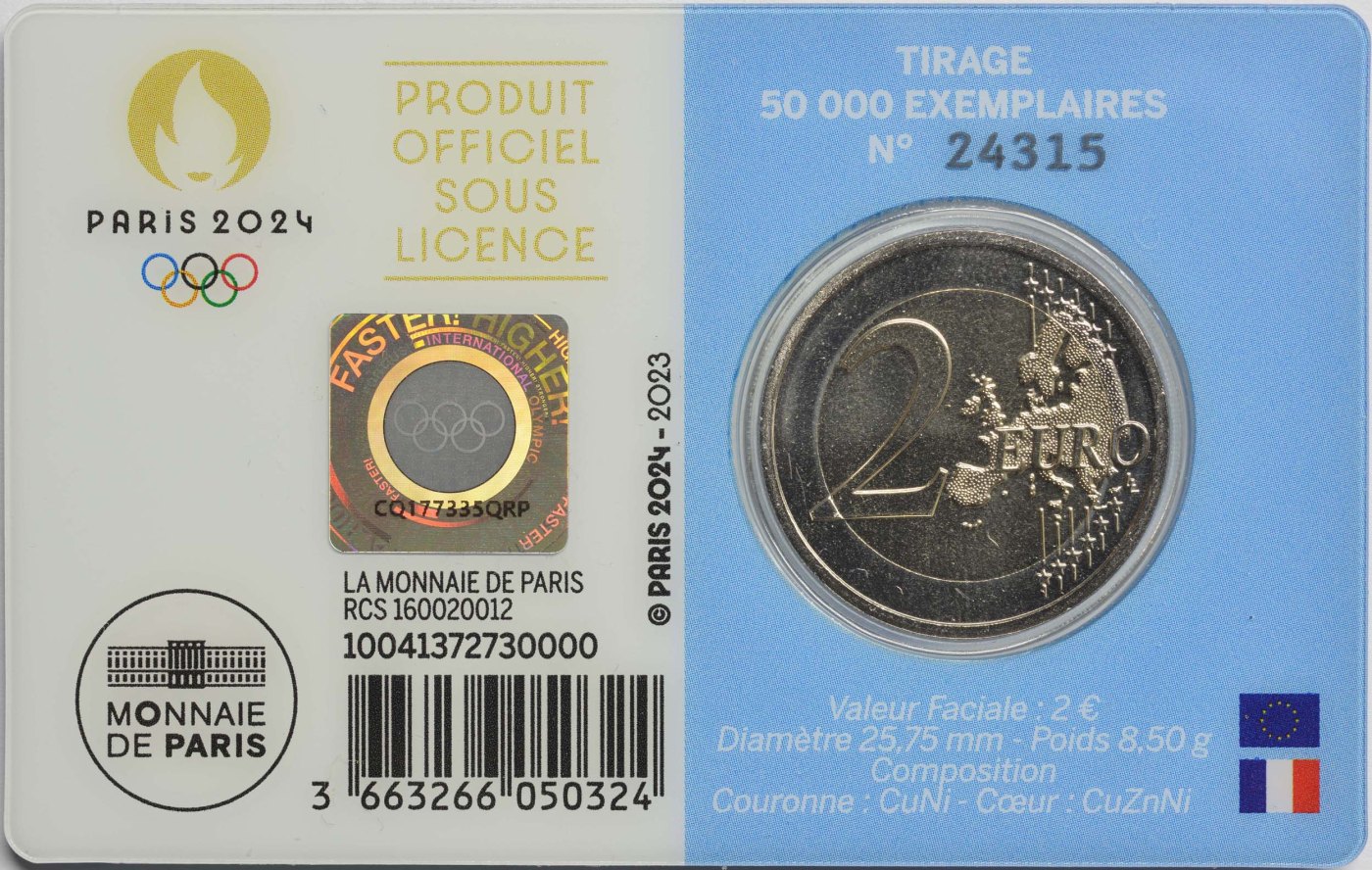 Frankreich 2023 – Die Säerin und der Faustkampf - Pont Neuf (Serie: Olympische Sommerspiele, Paris 2024 - 3/4) · 2-Euro-Gedenkmünze
