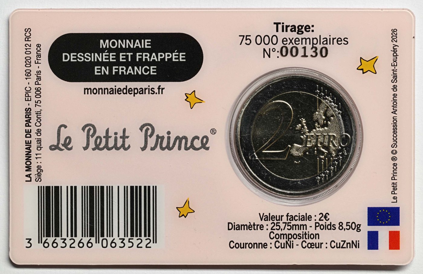 Frankreich 2026 – 80 Jahre "Der kleine Prinz" · 2-Euro-Gedenkmünze