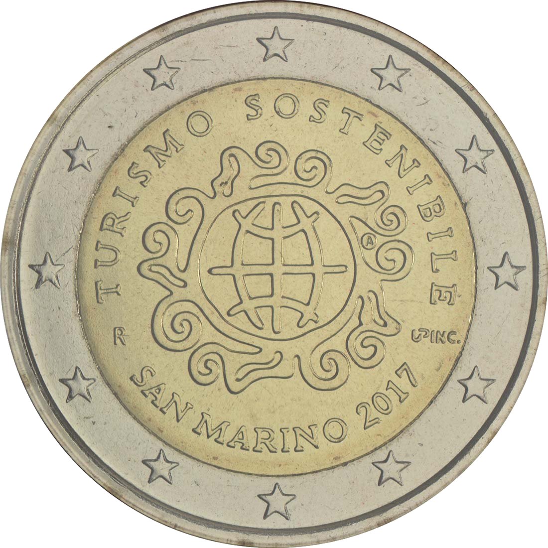 San Marino 2017 – Internationales Jahr des nachhaltigen Tourismus für die Entwicklung · 2-Euro-Gedenkmünze Rückseite