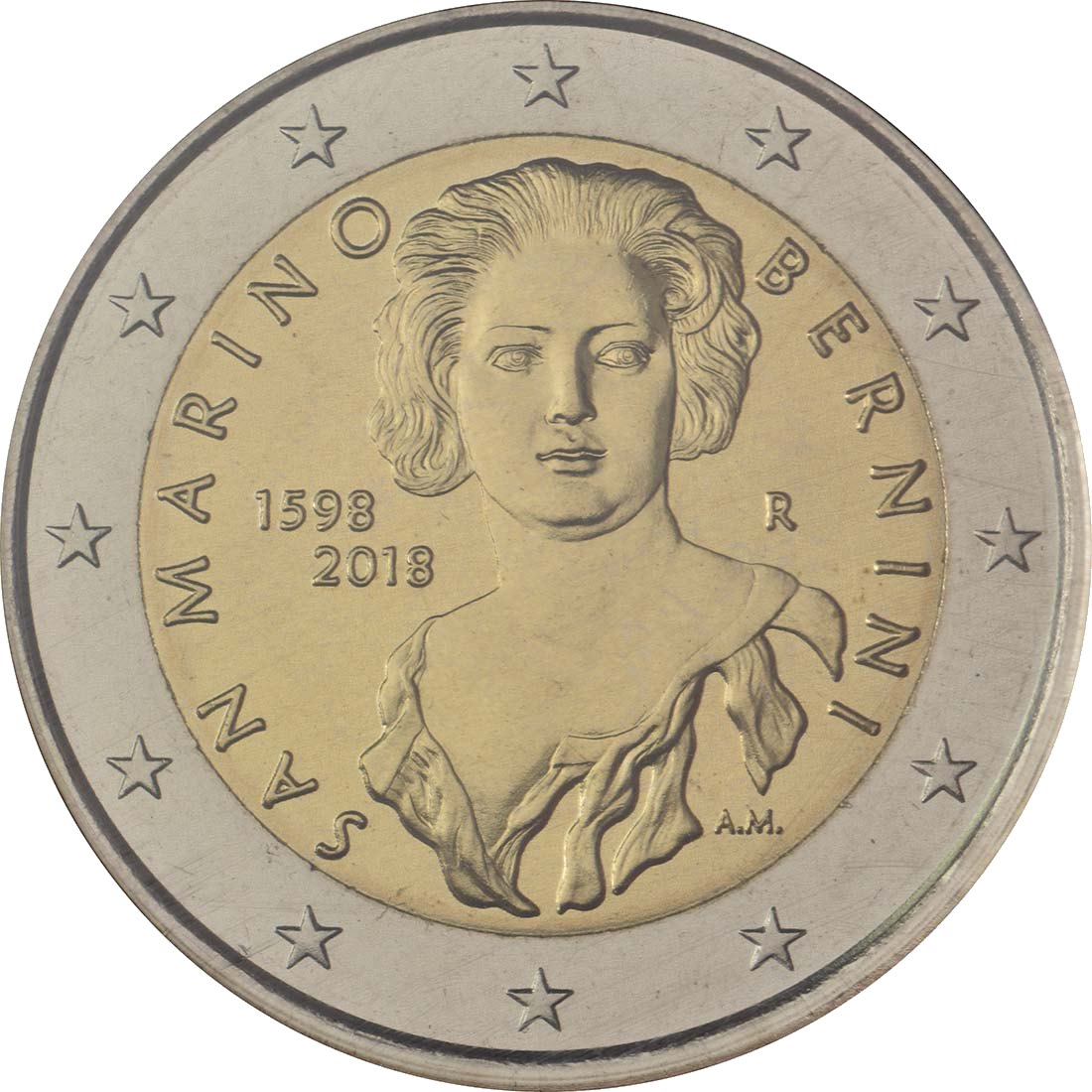 San Marino 2018 – 420. Geburtstag von Gian Lorenzo Bernini · 2-Euro-Gedenkmünze Rückseite