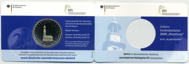 2 Euro · Германия 2008 – Хамбург, St. Michaeliskirche