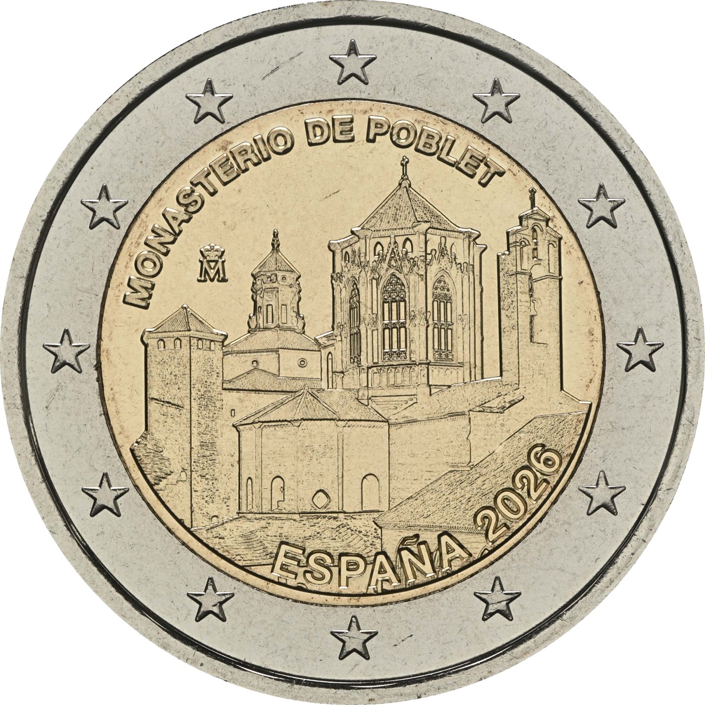 Spanien 2026 – UNESCO-Weltkulturerbe-Serie, 17. Ausgabe, Kloster Poblet · 2-Euro-Gedenkmünze Rückseite
