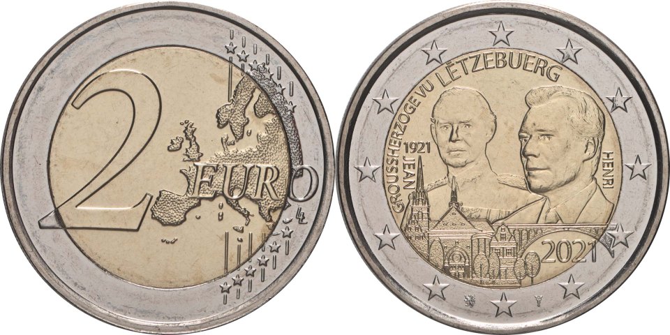 Luxemburg 2021 – 100. Geburtstag des Großherzogs Jean · 2-Euro-Gedenkmünze