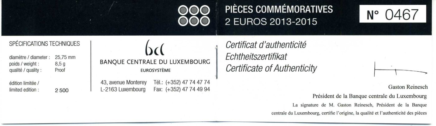 2 euros proof (3.er set proof 2013-2015)