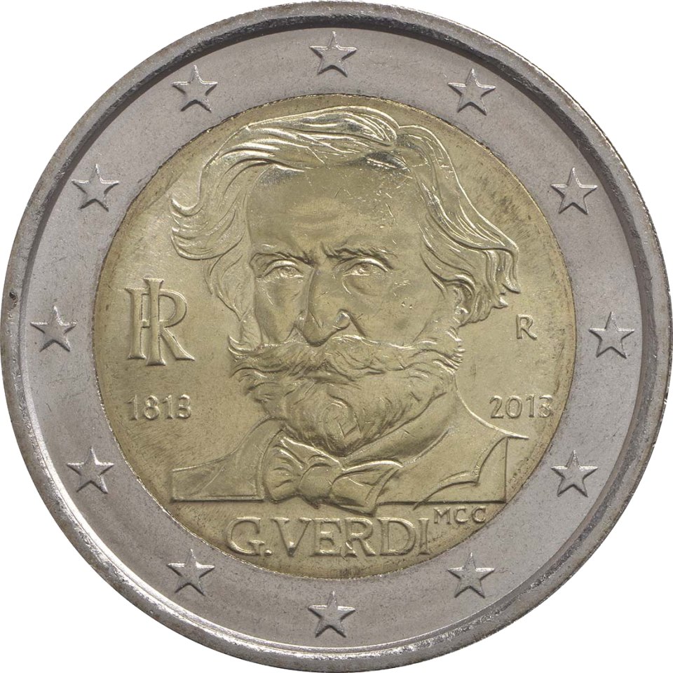 Italien 2013 200. Geburtstag von Giuseppe Verdi – Rückseite