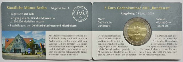 2 Euro · Alemanha 2019 – 70 anos de Bundesrat