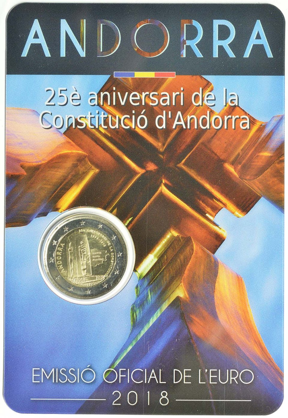 Andorra 2018 – 25. Jahrestag d. Verfassung v. Andorra · 2-Euro-Gedenkmünze