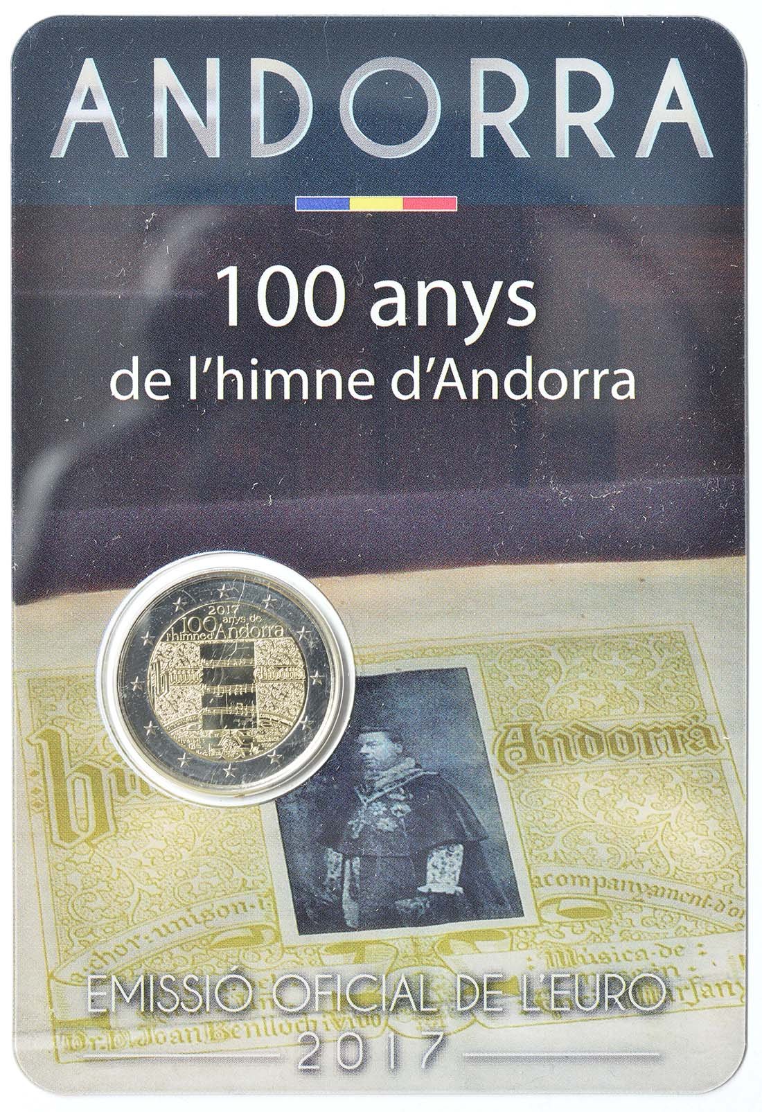 Андора 2017 – 100 години химн на Андора · Възпоменателна монета от 2 евро