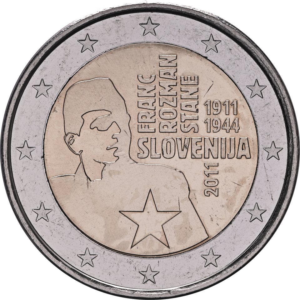 2-Euro-Münze Slowenien 2011: 100. Geburtstag von Franc Rozman - Stane