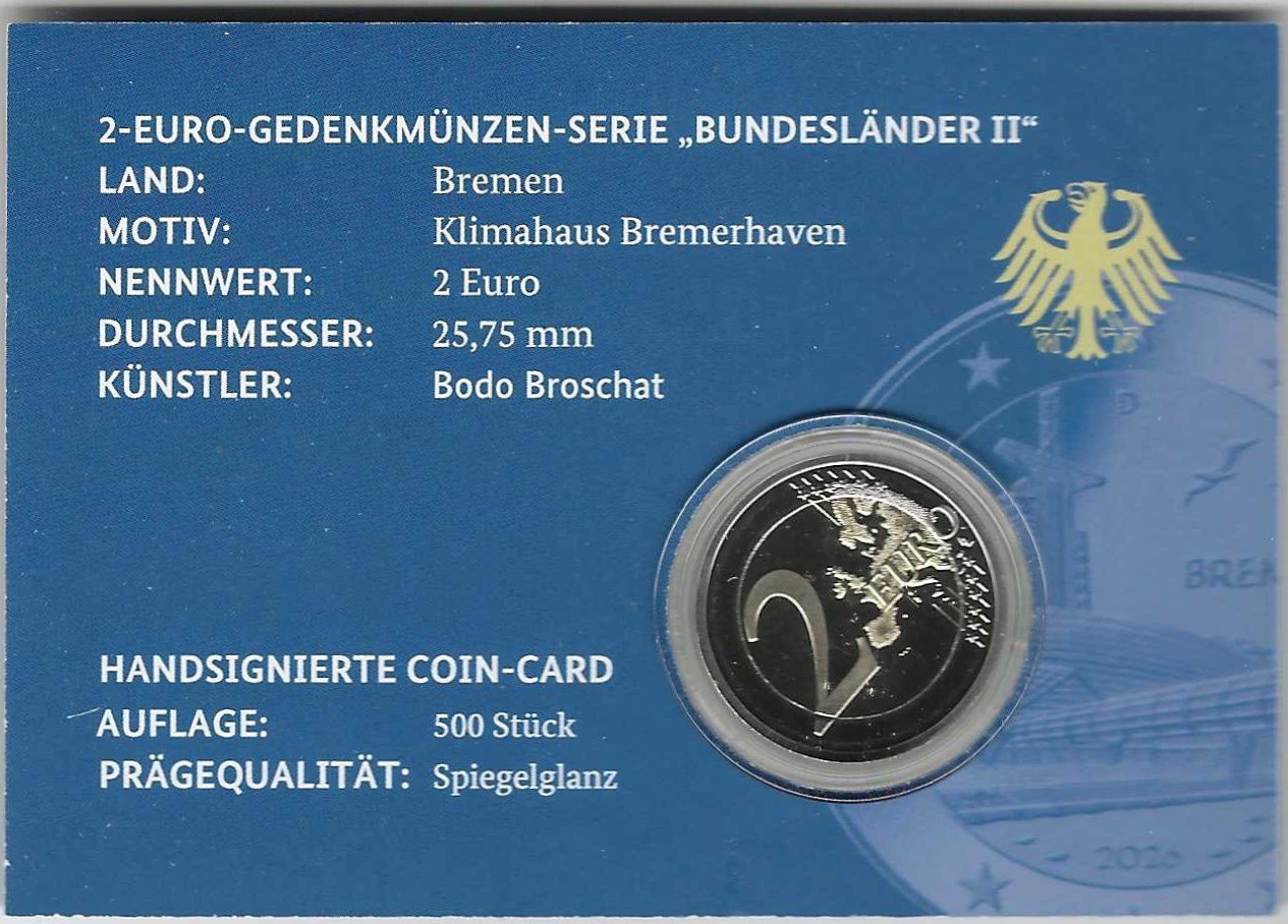 2 Euro PP in Coincard mit Unterschrift des Designers