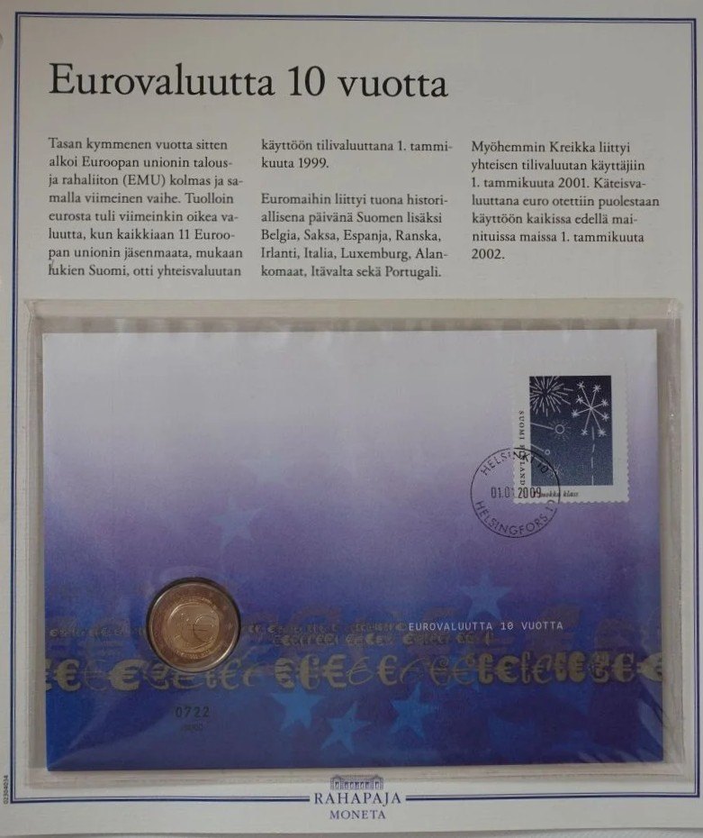 Carta numismática con moneda de fondo espejo