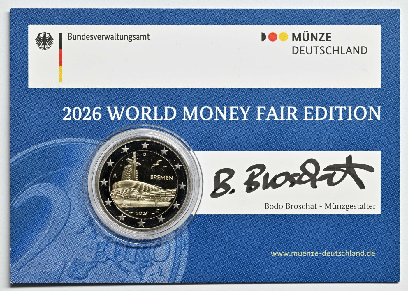 2 Euro PP in Coincard mit Unterschrift des Designers