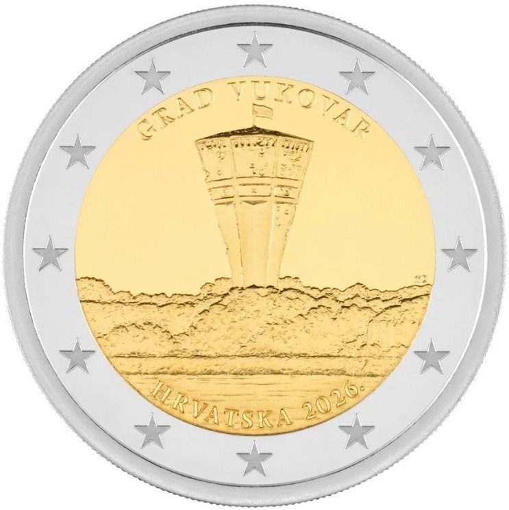 Kroatien 2026 – Vukovar (Serie: Kroatische Städte) · 2-Euro-Gedenkmünze Vorderseite