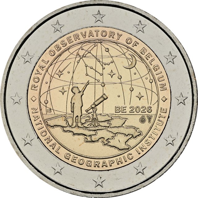 Belgien 2026 – 50 Jahre Nationales Geographisches Institut, 200 Jahre Königlich Belgische Sternwarte