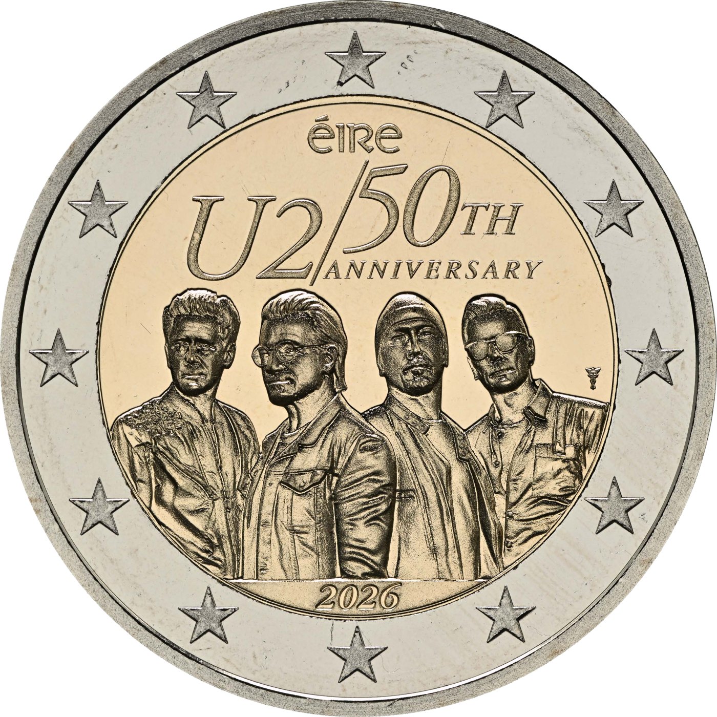 Irland 2026 – 50 Jahre irische Rockband U2 · 2-Euro-Gedenkmünze Rückseite